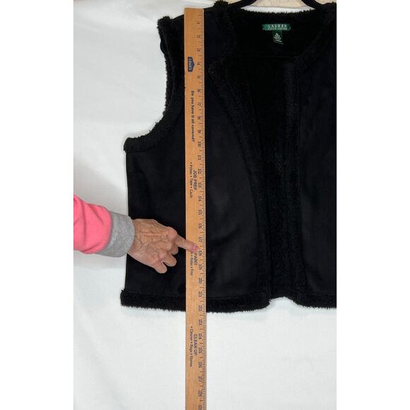 Ralph Lauren size XL vest faux suede black fleece interior elevated office - Picture 4 of 8